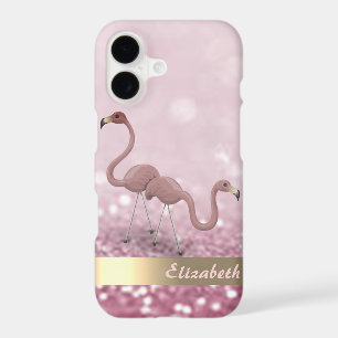 Modern Pink Flamingos Glitter Bokeh - Personalised