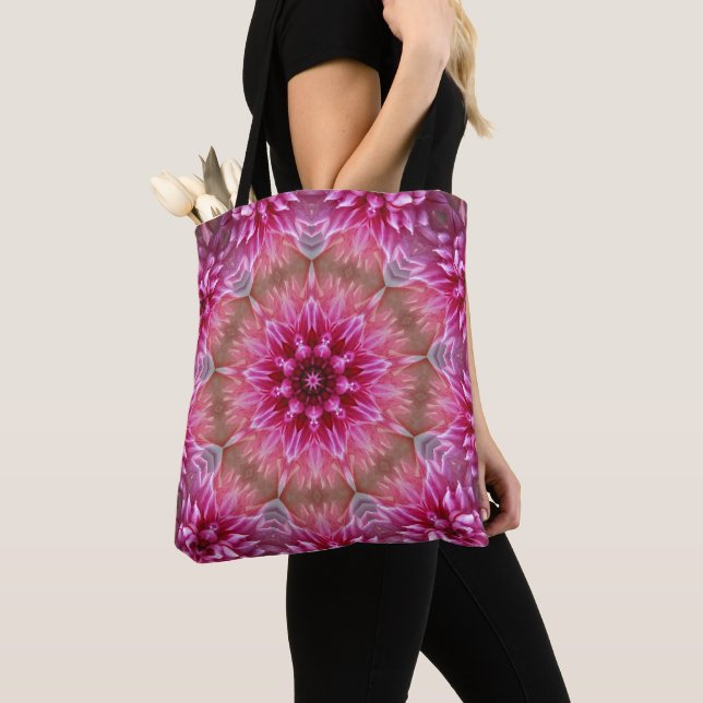 Modern Pink Floral Abstract Art Tote Bag (Close Up)