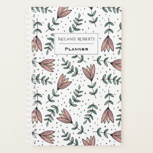 Modern Pink Floral and Dots Personalised Planner