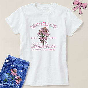 Modern Pink Floral Bach Party Bachelorette T-Shirt