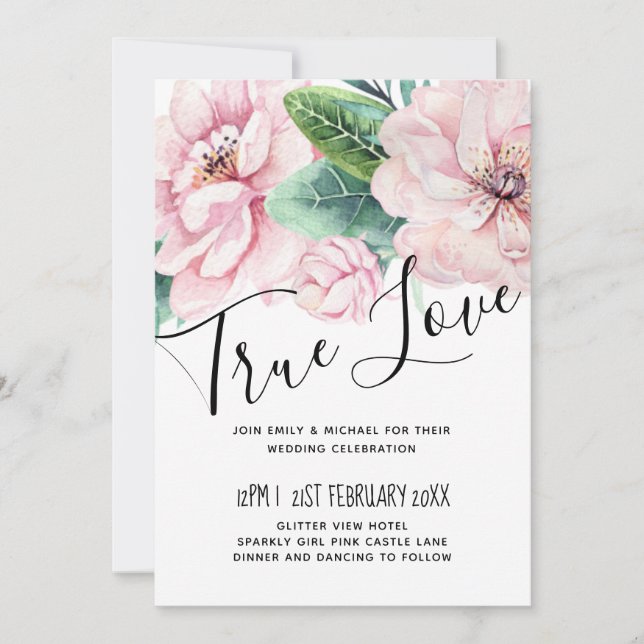 Modern Pink Floral Black Wedding Budget (Front)
