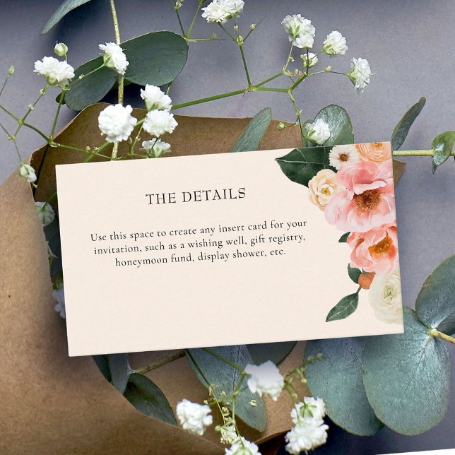 Modern Pink Floral Bridal Shower  Enclosure Card (Creator Uploaded)