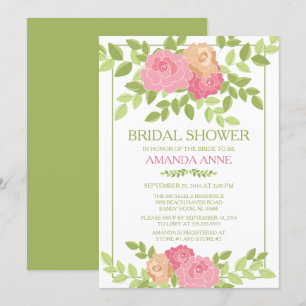 Modern Pink Floral Bridal Shower Invitation
