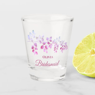 Modern Pink Floral Bridesmaid Shot Glass