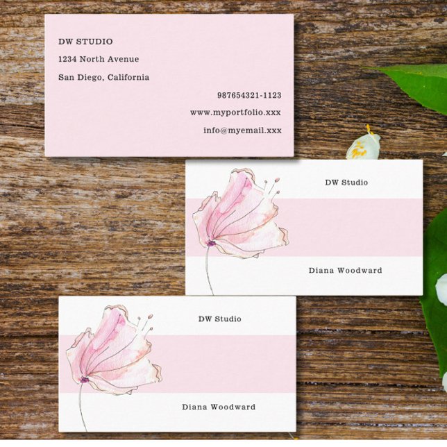 Modern Pink Floral Business Card (Creator Uploaded)