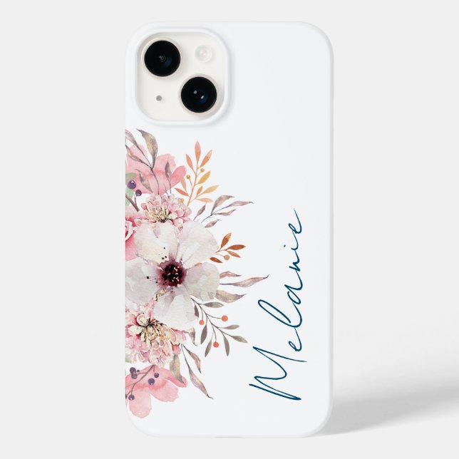 Modern Pink Floral Case-Mate iPhone Case (Back)