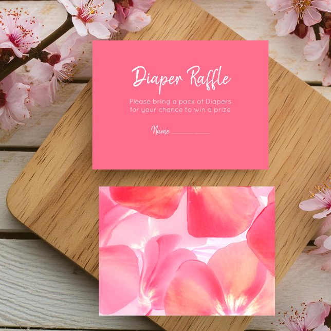 Modern Pink Floral Diaper Raffle  Enclosure Card (Stunning summer baby shower inspiration.)