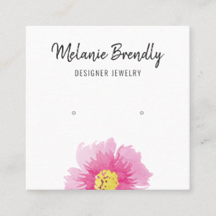 Modern Pink Floral Earring Display Business Card
