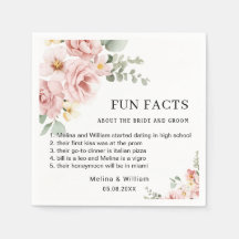 Modern Pink Floral Fun Facts Wedding 