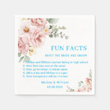 Modern Pink Floral Fun Facts Wedding 
