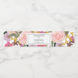 Modern Pink Floral Garden Spring Wedding Favours Water Bottle Label