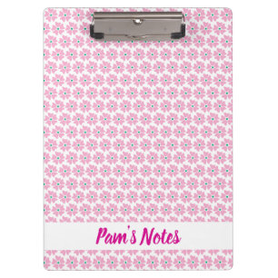 Modern Pink Floral Name Clipboard