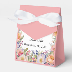 Modern Pink Floral Nikah Muslim Invitation Favour Box