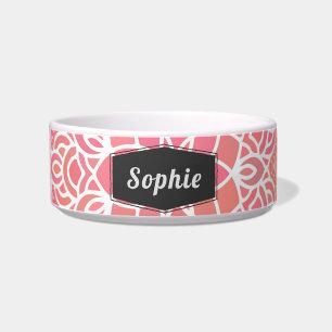 Modern Pink Floral Personalised Pet Bowl