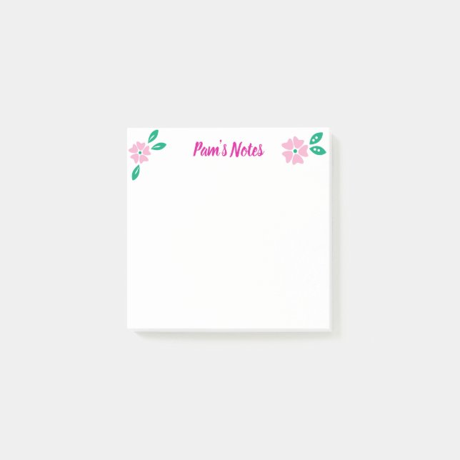 Modern Pink Floral Post-it Notes (Front)