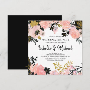 Modern Pink Floral Post Wedding Brunch Invitations