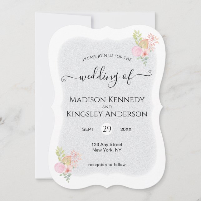 Modern Pink Floral Remarkable Budget Wedding Invitation (Front)