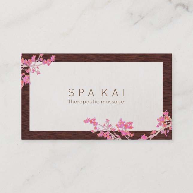 Modern Pink Floral Spa Massage Therapist Business Card (Front)
