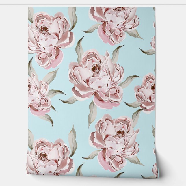 Modern Pink Floral Wallpaper (Unrolling)