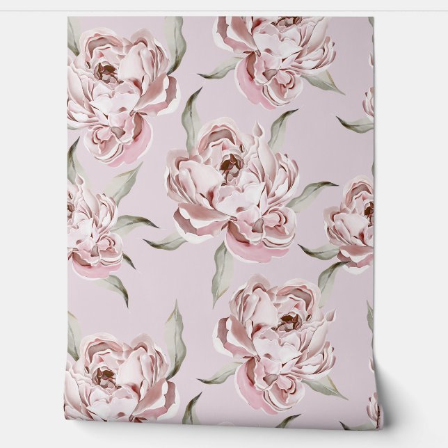 Modern Pink Floral Wallpaper (Unrolling)
