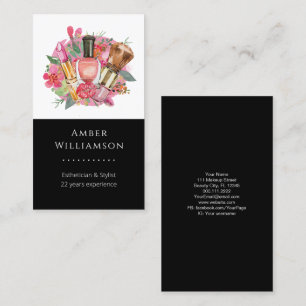 Modern Pink Floral Watercolor Beauty Makeup Artist Business Card