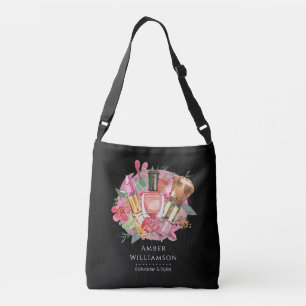 Modern Pink Floral Watercolor Beauty Makeup Artist Crossbody Bag