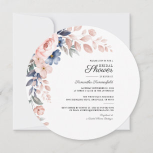 Modern Pink Floral Watercolor Bloom Bridal Shower Invitation
