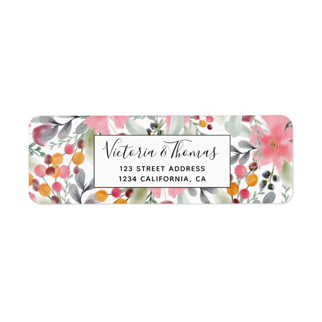 Modern pink floral watercolor botanical pattern (Front)
