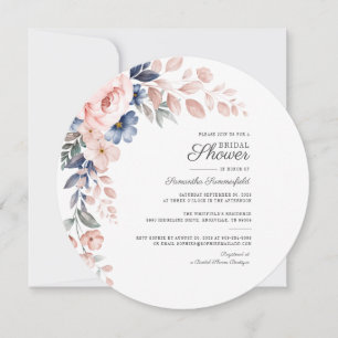 Modern Pink Floral Watercolor Bridal Shower Invitation