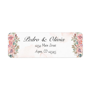 Modern pink floral wedding return address