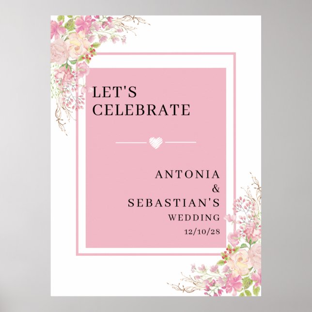 Modern Pink Floral Welcome Wedding   Poster (Front)
