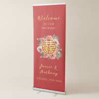 Modern pink floral wreath chinese wedding welcome