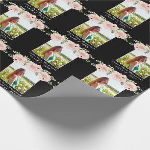 Modern, Pink Flower floral graduation class 2021 Wrapping Paper