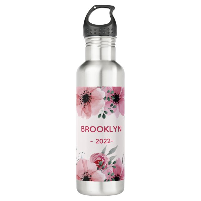 Modern Pink Flowers  710 Ml Water Bottle (Front)