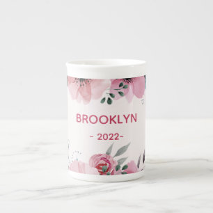 Modern Pink Flowers Bone China Mug