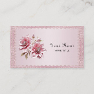 Modern Pink Flowers Business Card