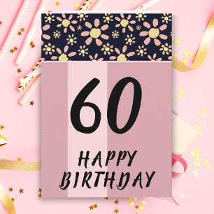 Modern Pink Flowers Floral Woman 60th Birthday Card