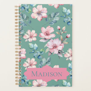 Modern Pink Flowers Greenery Planner