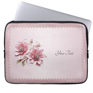 Modern Pink Flowers Laptop Sleeve