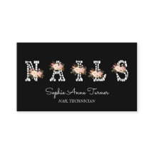 Modern Pink Flowers Letter Nail Technician