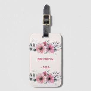 Modern Pink Flowers Luggage Tag