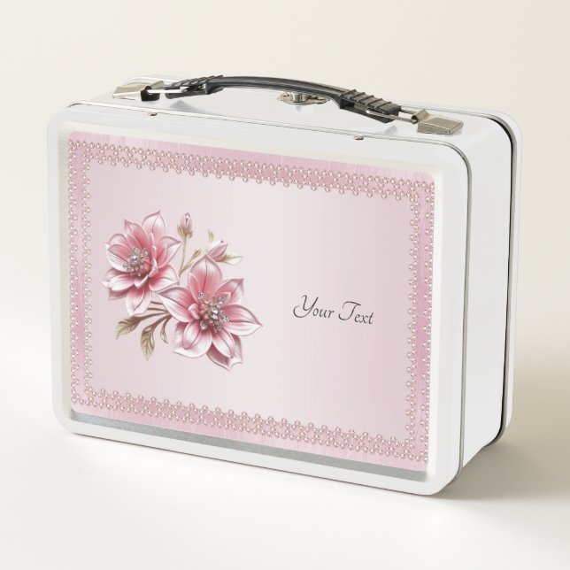Modern Pink Flowers Lunchbox (Back)