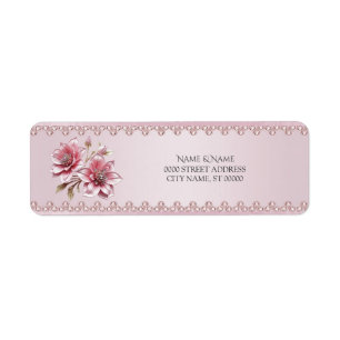 Modern Pink Flowers Return Address Label