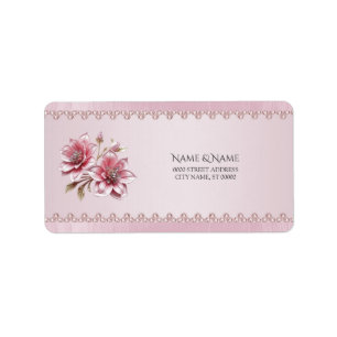Modern Pink Flowers Return Address Label