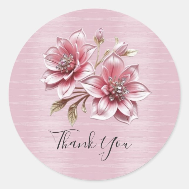 Modern Pink Flowers Sticker (Front)