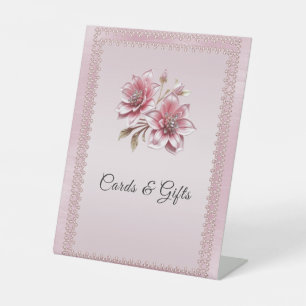 Modern Pink Flowers Tabletop Signs