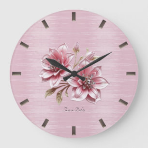 Modern Pink Flowers Wall Clock