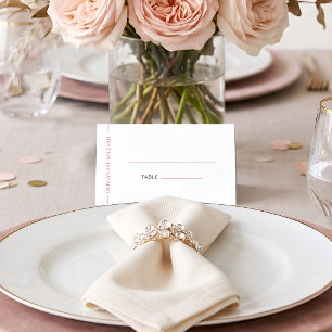 Modern Pink Folded Bat Mitzvah Place Card