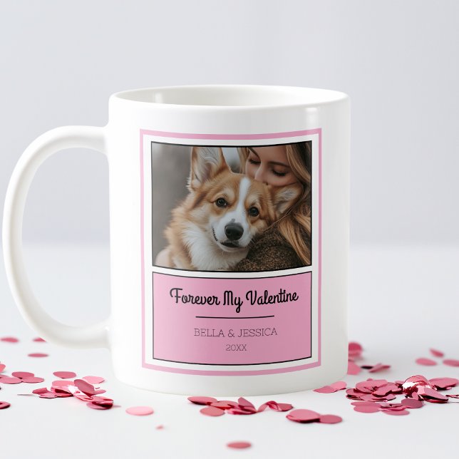 Modern Pink Frame Personalised Dog Valentine's Day Coffee Mug (Modern Pink Frame Personalized Dog Valentine's Day Coffee Mug)