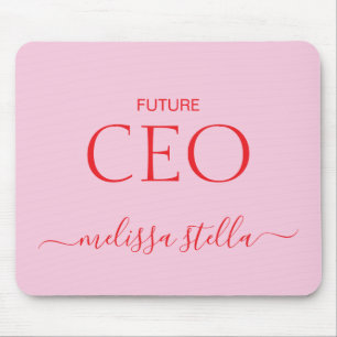 Modern Pink Future CEO Name Best Girly Gift Mouse Mat